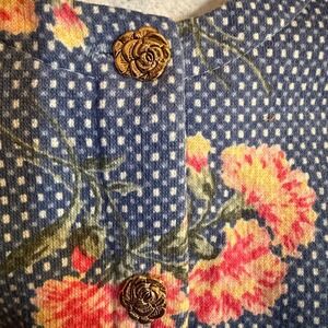 EUC Vtg Rose Cage San Fran toddler‎ floral jacket skirt set Faux Fur USA 2T-4T